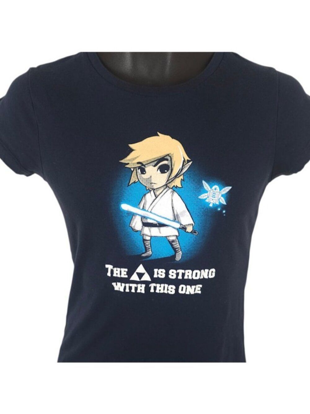 Legend Of Zelda X Star Wars T Shirt Womens Size Small Blue Luke Skywalker Link